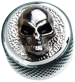 Q-Parts Knobs with Angry Skull Inlay - Chrome