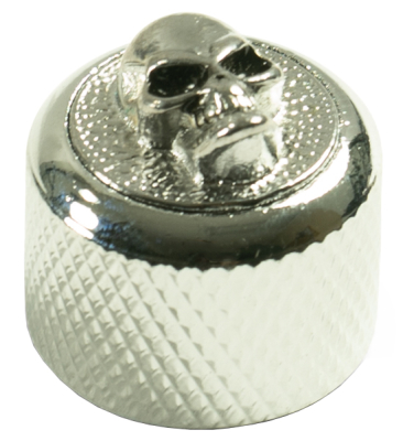 Q-Parts Knobs with Angry Skull Inlay - Chrome
