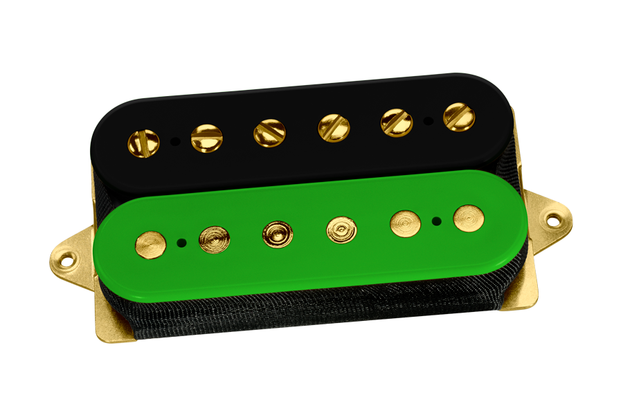 The Tone Zone F-Spaced Humbucker Pickup - Black/Green with Gold Pole Pieces