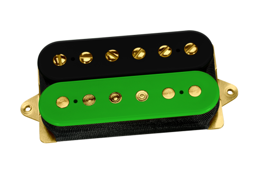 The Tone Zone F-Spaced Humbucker Pickup - Black/Green with Gold Pole Pieces