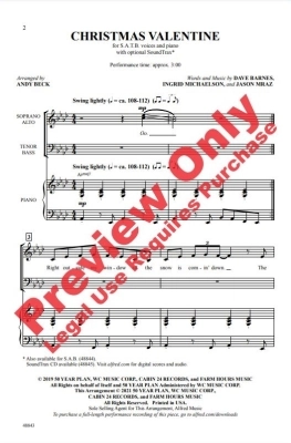 Christmas Valentine - Barnes /Michaelson /Mraz /Beck - SATB