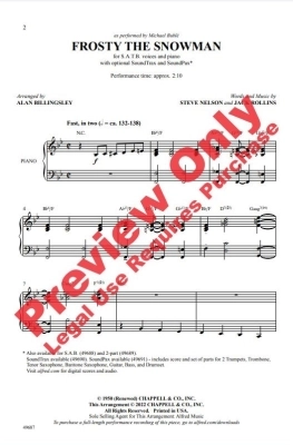 Frosty the Snowman - Nelson /Rollins /Billingsley - SATB