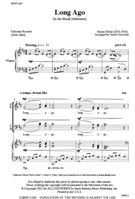 Long Ago (In the Bleak Midwinter) - Rossetti /Holst /Narverud - SATB