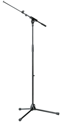 K & M Stands - 210/8 Microphone Stand with Telescopic Boom Arm - Black