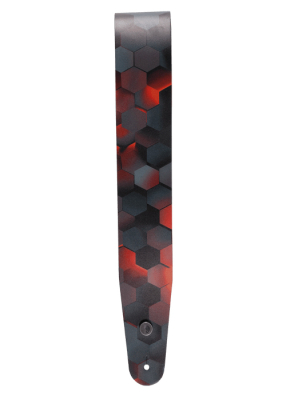 Printed Leather Guitar Strap - Red Hex