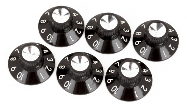 Pure Vintage Skirted Amplifier Knobs, (6) - Black/Silver