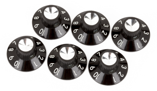 Pure Vintage Skirted Amplifier Knobs, (6) - Black/Silver