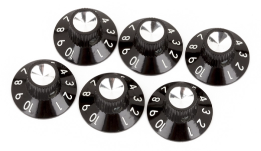 Fender - Pure Vintage Skirted Amplifier Knobs, (6) - Black/Silver