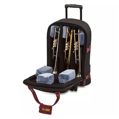 Designer Trumpet and Flugelhorn Wheelie Gig Bag - Black with Burgundy Trim