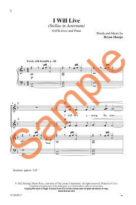 I Will Live (Stellae in Aeternum) - Sharpe - SATB