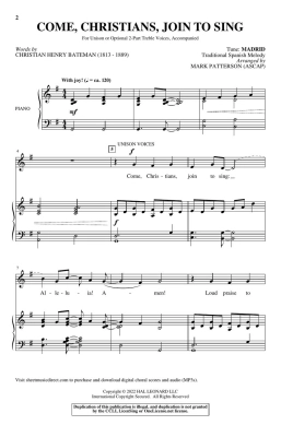 Come, Christians, Join to Sing - Bateman/Patterson - Unison/2pt Treble