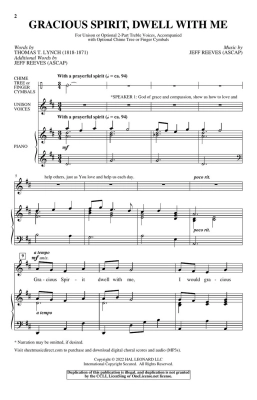 Gracious Spirit, Dwell With Me - Reeves - Unison/2pt Treble