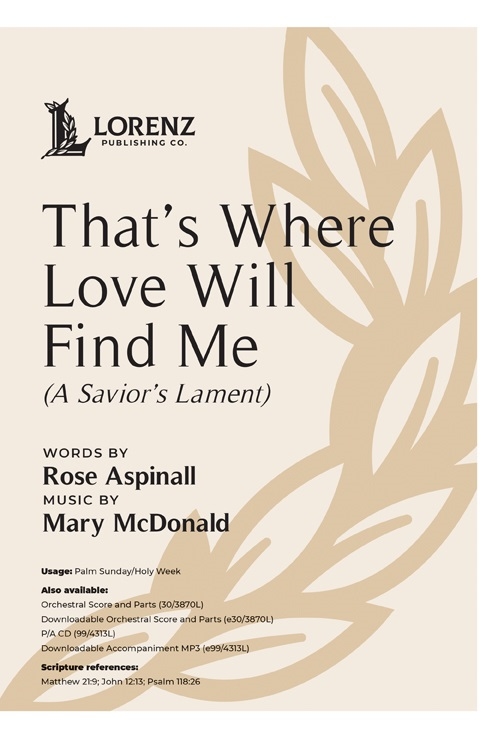 That\'s Where Love Will Find Me (A Savior\'s Lament) - Aspinall/McDonald - Orchestral Accompaniment