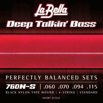 La Bella - Black Nylon Tape Wound Bass String Set - 60-115, Short Scale