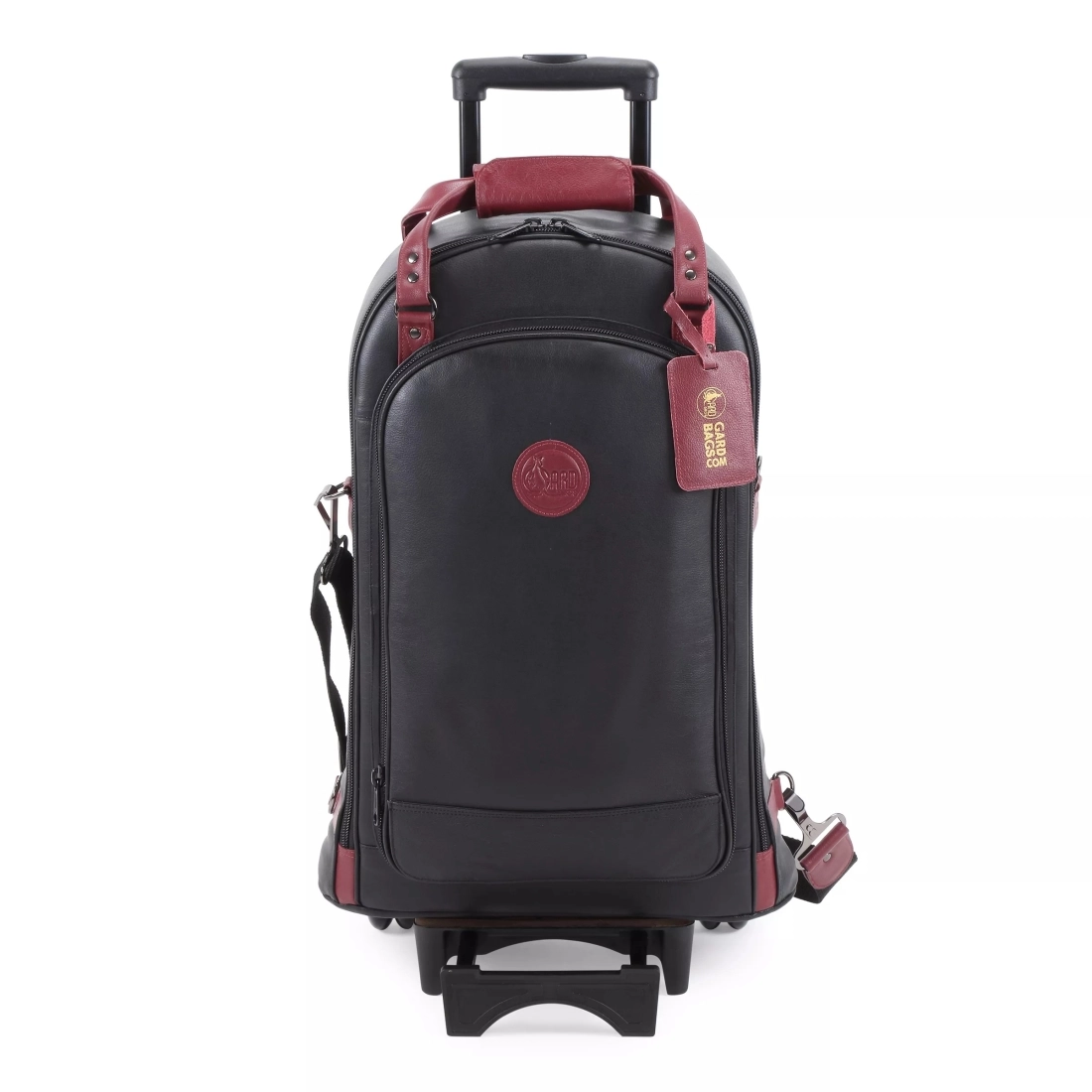 Designer Triple Trumpet Wheelie Gigbag - Black Leather