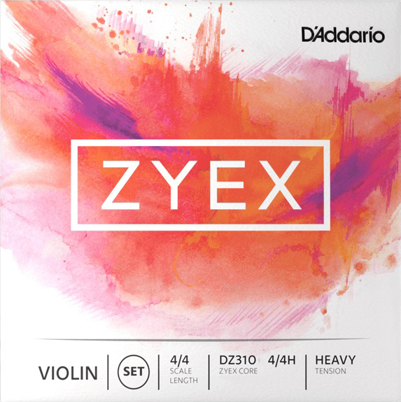 Zyex Violin String Set with Silver D, 4/4 Scale, Heavy Tension