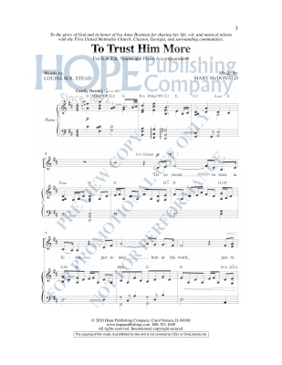 To Trust Him More - Stead/McDonald - SATB