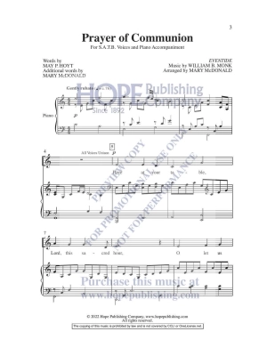 Prayer of Communion - Hoyt/Monk/McDonald - SATB