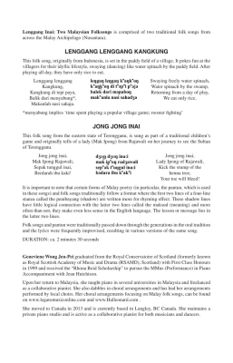 Lenggang Inai: Two Malaysian Folksongs - Wong - SATB