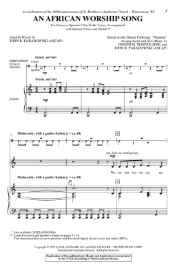 An African Worship Song - Martin/Paradowski - Unison/2pt Treble