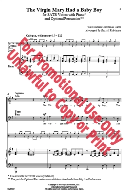 The Virgin Mary Had a Baby Boy - West Indies Christmas Carol/Robinson - SATB