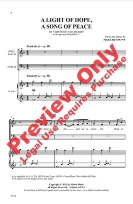 A Light of Hope, A Song of Peace - Burrows - 3pt Mixed