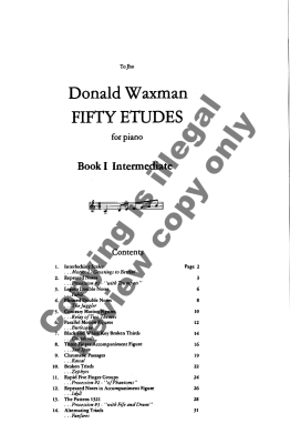 Fifty Etudes, Book 1 - Waxman - Piano - Book