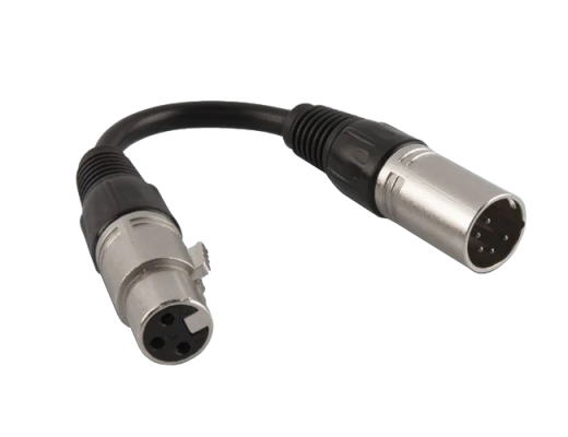 DMX Adapter Cable, 5-Pin Male to 3-Pin Female - 6 Inch