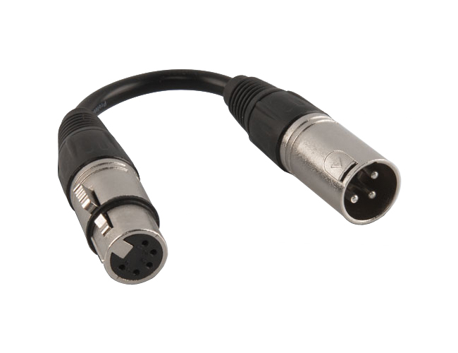 DMX Adapter Cable, 5-Pin Female to 3-Pin Male - 6 Inch