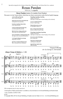 Rosas Pandan - Visayan Folk Song/Hernandez - SSAA
