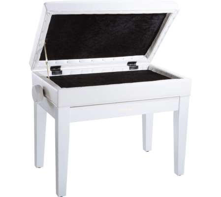 RPB-400PW Adjustable Piano Bench with Storage - Polished White
