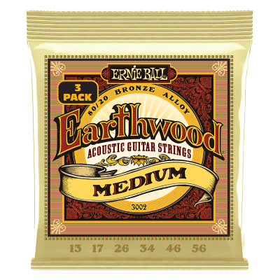 Earthwood Medium 80/20 Bronze Acoustic Strings, 13-56 - 3 Pack