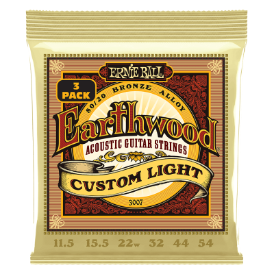 Earthwood Custom Light 80/20 Bronze Acoustic Strings,11.5-54 - 3 Pack
