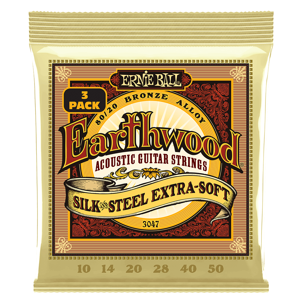 Earthwood Silk & Steel Extra Soft 80/20 Acoustic Strings, 10-50 - 3 Pack