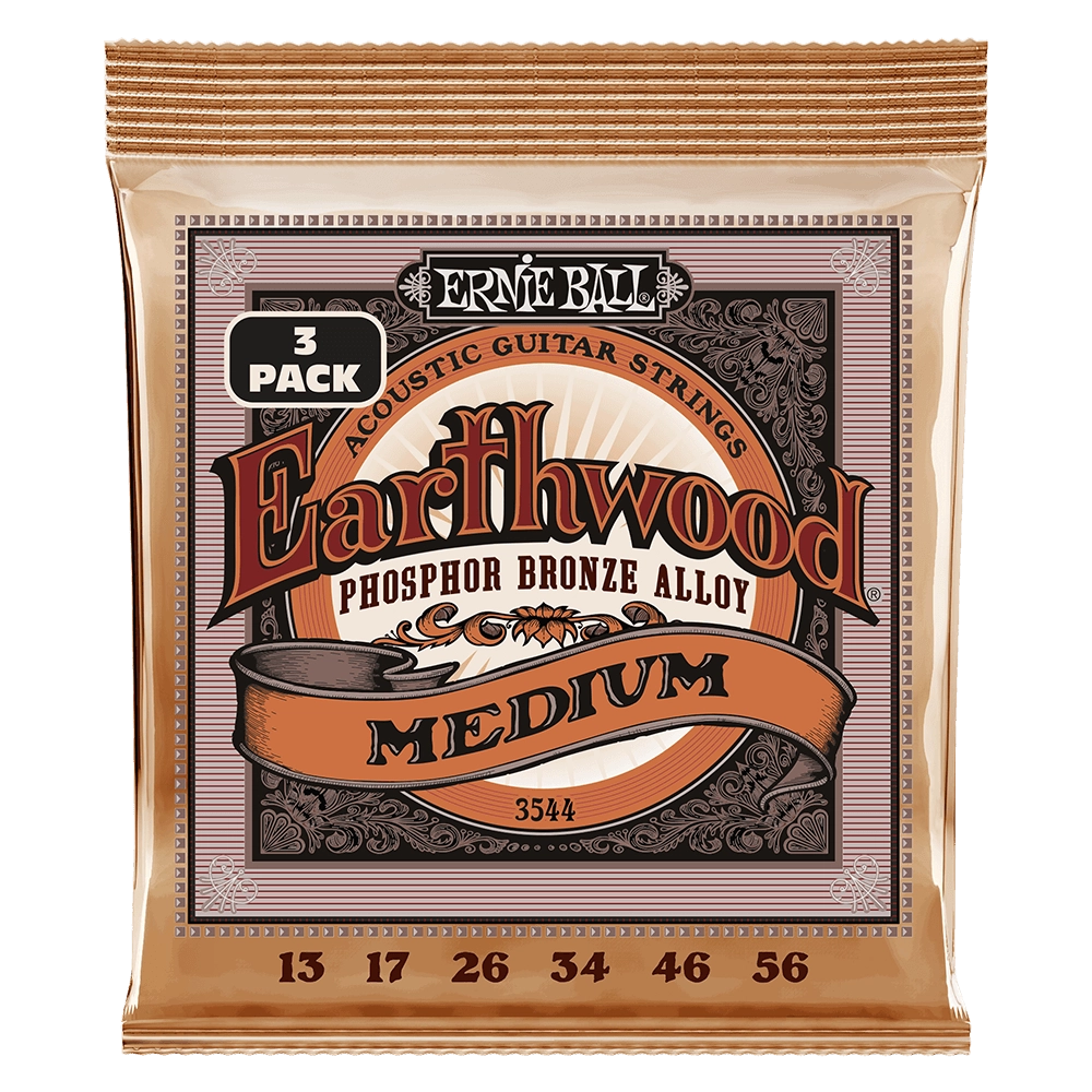 Earthwood Medium Phosphor Bronze Acoustic Strings, 13-56 - 3 Pack