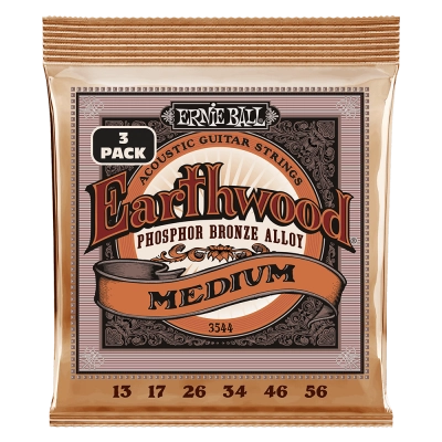 Ernie Ball - Earthwood Medium Phosphor Bronze Acoustic Strings, 13-56 - 3 Pack