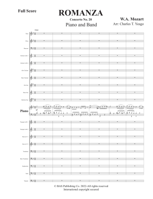 Romanza (2nd Mvt., Concerto #20) - Mozart/Yeago - Piano/Concert Band - Gr. 3