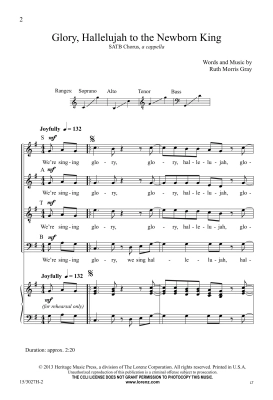 Glory, Hallelujah to the Newborn King - Gray - SATB