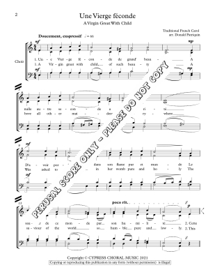 Une Vierge fconde (A Virgin, Great With Child), mvt #2 from Trois Nols Patriquin SATB