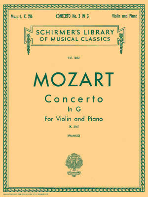 G. Schirmer Inc. - Concerto No. 3 in G, K.216 - Mozart/Franko - Violin - Book