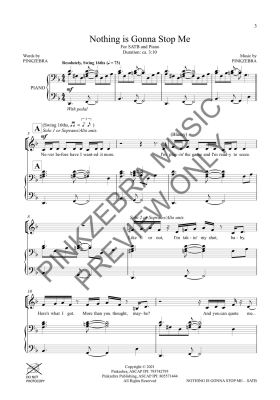 Nothing Is Gonna Stop Me - Pinkzebra  SATB