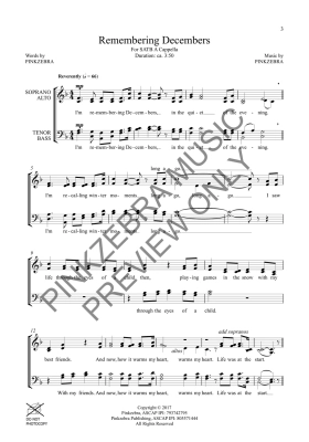 Remembering Decembers - Pinkzebra - SATB a cappella