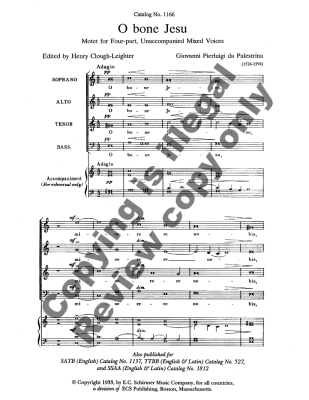 O bone Jesu - Palestrina/Clough-Leighter - SATB