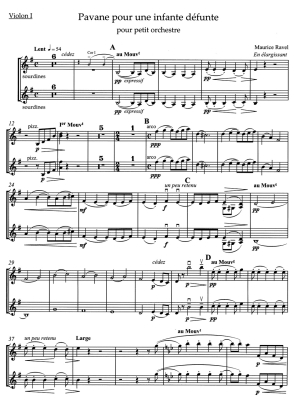 Pavane for a Dead Princess for small orchestra - Ravel /Back /Woodfull-Harris - Violin I