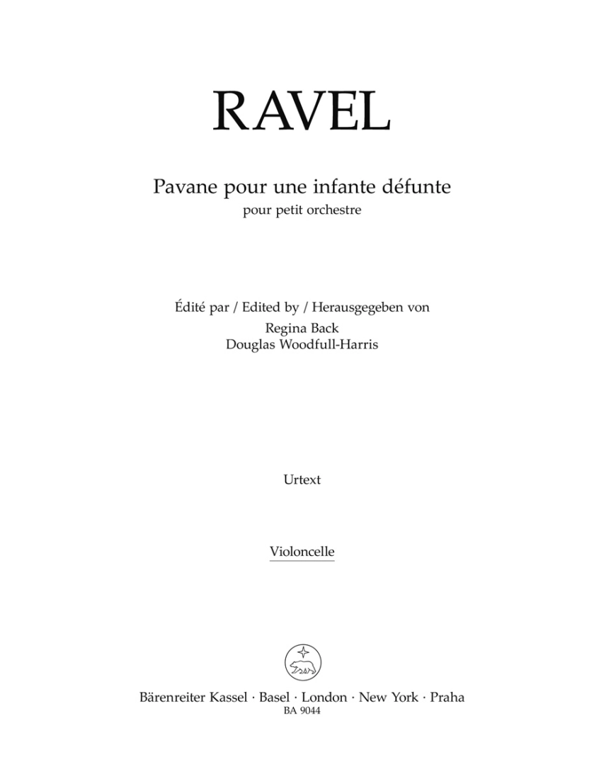 Pavane for a Dead Princess for small orchestra - Ravel /Back /Woodfull-Harris - Violoncello