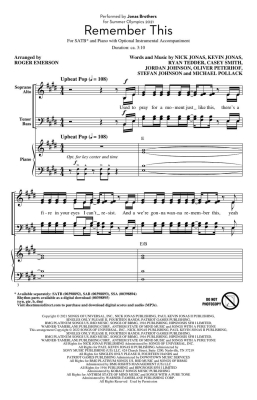 Remember This - Jonas Brothers/Emerson - SATB