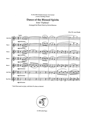 Minuet and Dance of the Blessed Spirits - Gluck/Monroe - Solo Flute/Flute Choir