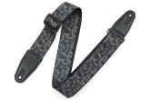 Levys - 2 Printed Polyester Guitar Strap with Black & Grey Skulls Motif