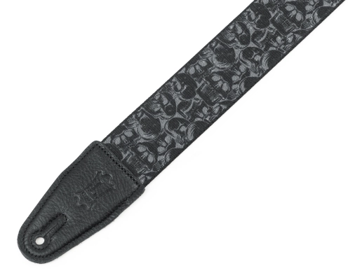 2\'\' Printed Polyester Guitar Strap with Black & Grey Skulls Motif