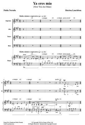 Ya Eres Mia (Now you are mine) - Lauridsen - SATB